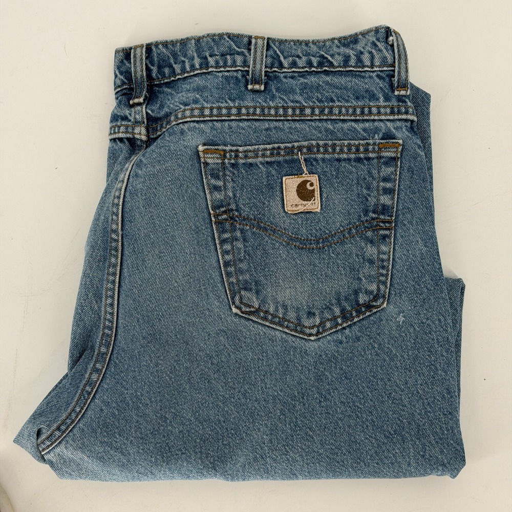 Vintage Carhartt 846DST Blue Denim Jeans 40x32 Made in USA Straight Leg Mens